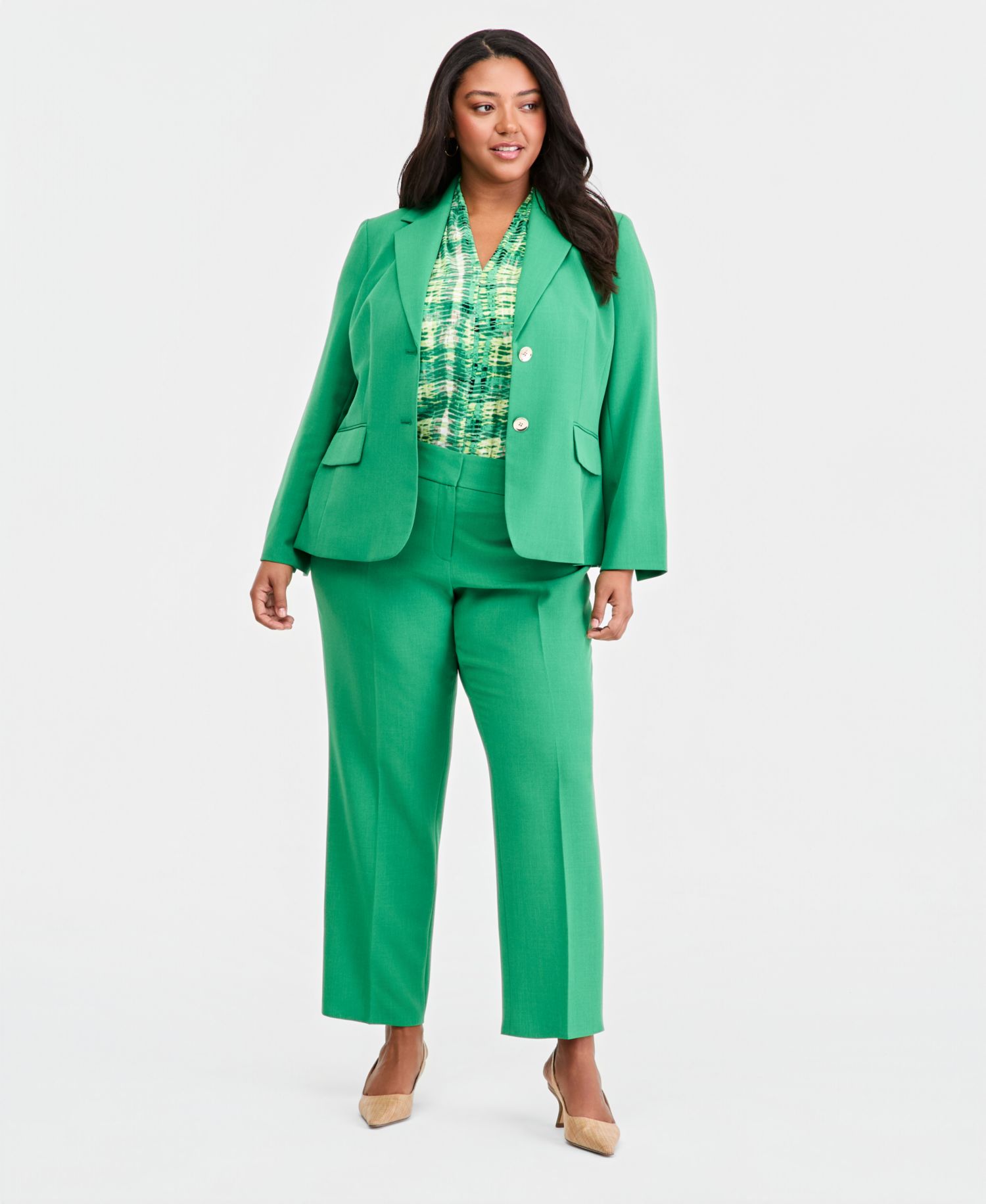 Crepe Two Button Jacket and Crepe Fly Front Slim Pant