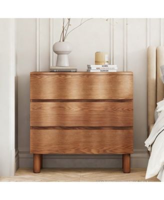 Modern 3 Drawer Dresser with Wave Design for Bedroom