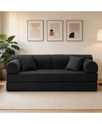 Convertible Sleeper Sofa Bed with Pillow, Corduroy Folding Mattress Couch