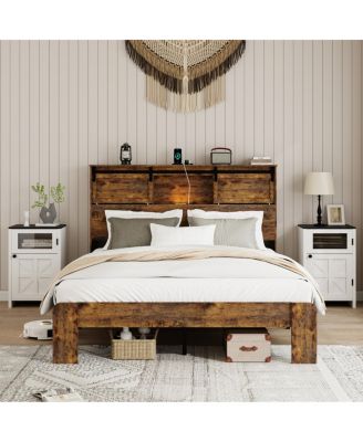 Metal Bed Frame w/Charging Station - No Box Spring Needed