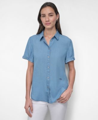 Women's Print Rolled Short-Sleeve Shirt