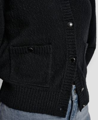 Women's Crewneck Front-Enamel Button Cardigan