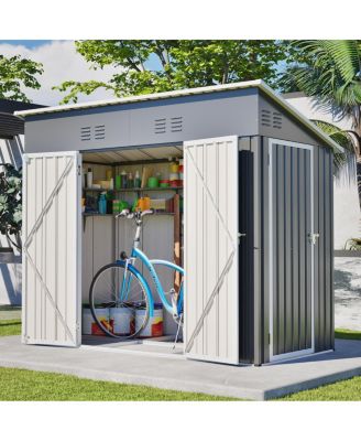 4x8 Slope-Roof Reinforced Storage Shed with Weatherproof Roof & Vents