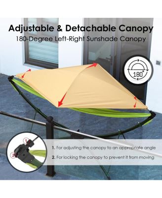 Portable Outdoor Hammock with Stand, Sunshade & Bag
