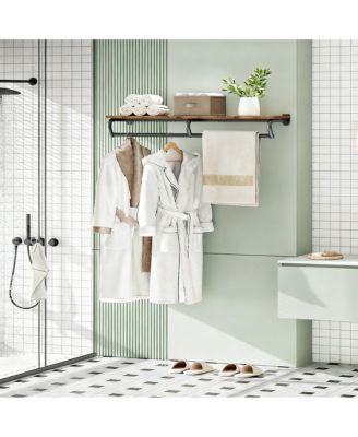 Wall Mounted 2-in-1 Clothes Rack with Top Shelf for Keys & Clothes