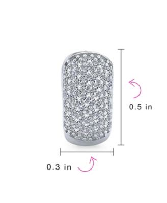 Wide 5 Five Row Pave Cubic Zirconia CZ Huggie Mini Hoop Earrings Gold Plated .925 Sterling Silver