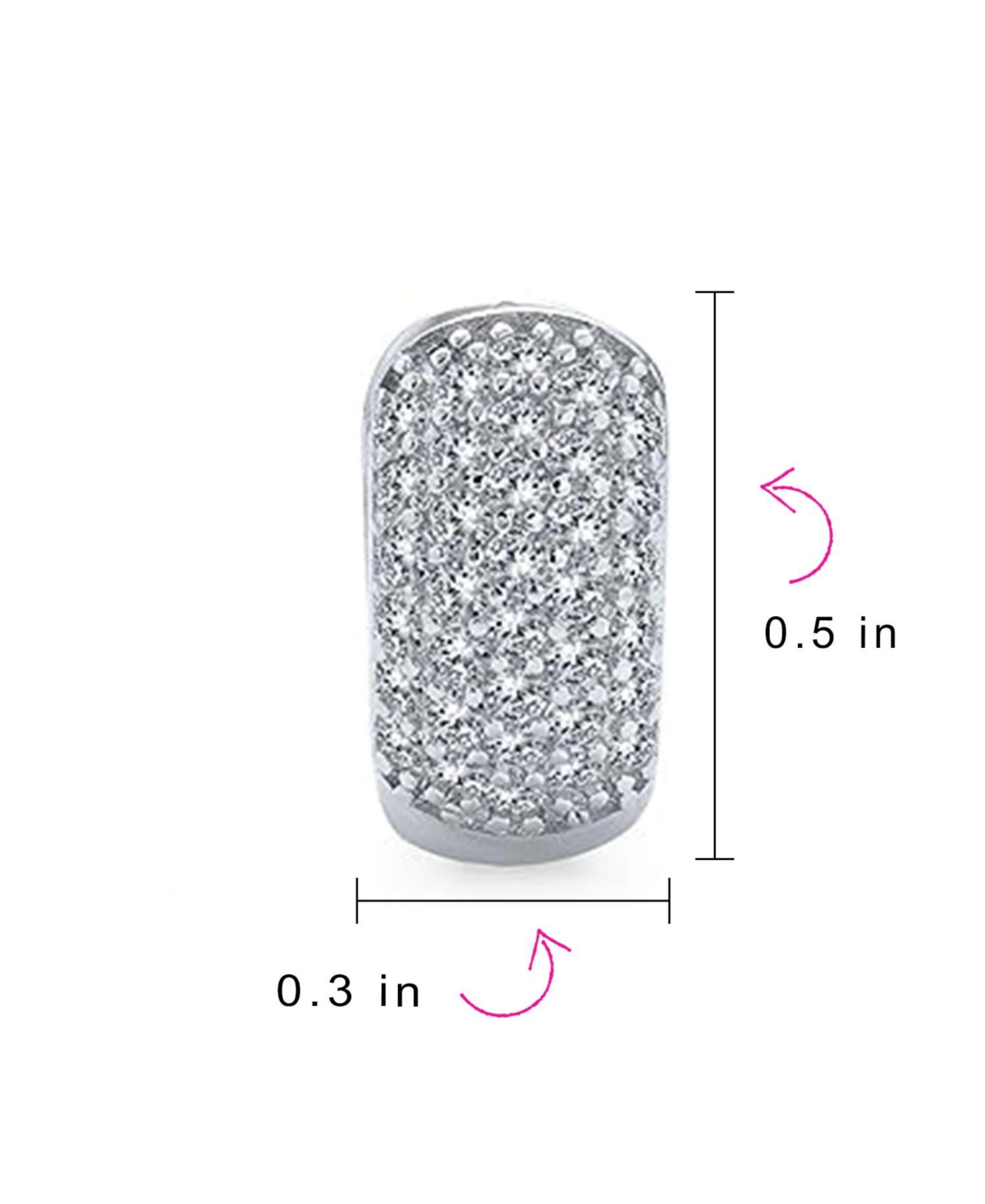 Bling Jewelry Wide 5 Five Row Pave Cubic Zirconia Cz Huggie Mini Hoop Earrings Gold Plated .925 Sterling Silver