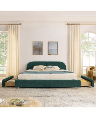 Streamdale King Size Upholstered Bed Frame with Curved Headboard & Drawer Storage