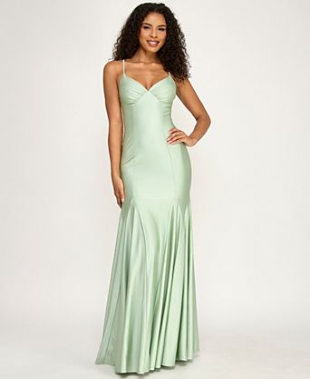 macys green dress Silk Long Green Dress Macy's Dramatic draping defines the design of this evening gown Carve Designs Macy Dress Womens