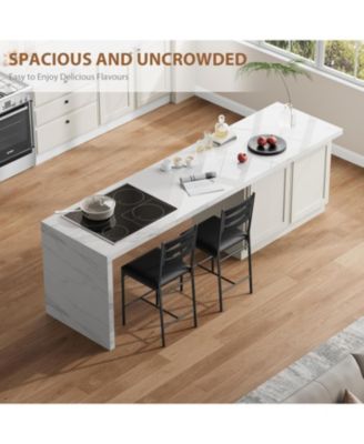 Bar Stools Set of 4 Barstools Faux Leather Upholstered Bar Chair Wooden with Back and Footrest and Thick Cushion Counter Height Bar Stools