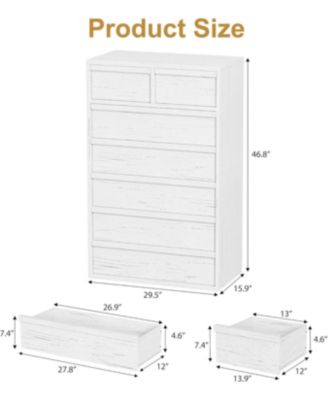 7 Drawer Dresser for Bedroom, 46 in Tall Modern 7 Chest of Drawers with Large Drawers Storage, Wooden Dresser Organizer