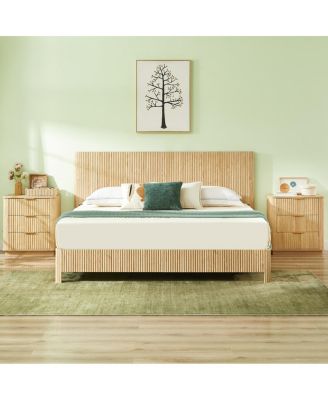  Rustic Oak King Bed Frame with Curved Profile
