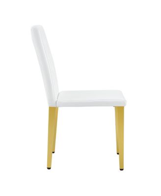 Streamdale 2-pack white PU ergonomic dining chairs with metal legs