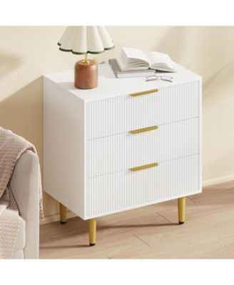 3-Drawer Bedroom Dresser, 27.9'' Wood Chest with Fluted Design & Handles, Large-Capacity Organizer, Easy Assembly