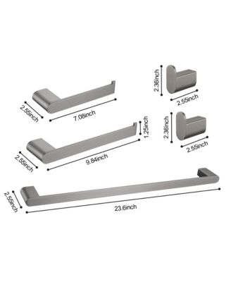 5- Piece Bathroom Accessories Set, Stainless Steel Bathroom Hardware Set, Bath Towel Bar, Towel Hooks and Towel Racks (Gunmetal)