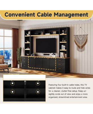  Farmhouse 4-Piece Entertainment Center Wall Unit
