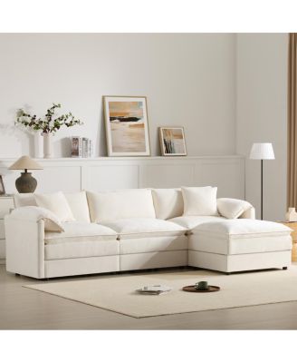 Chenille Modular Sectional Sofa with Deep Wide Seat & Double Cushions