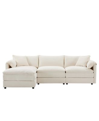 Chenille Modular Sectional Sofa with Deep Wide Seat & Double Cushions