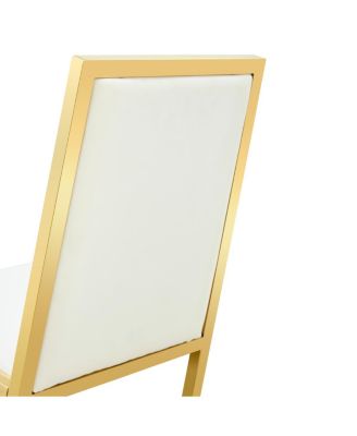 2-Pack Gold Metal Framed White PU Dining Chairs with Ergonomic Design