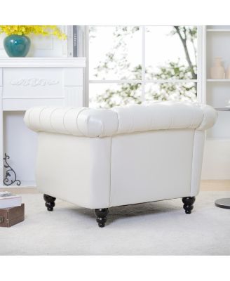  PU Leather Sofa with Wood Legs, Easy Assembly