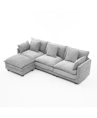 3-Seat Sectional Sofa with Storage Ottoman for Living Room