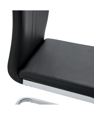 Set of 2 black PU bow-shaped chairs for industrial/modern homes