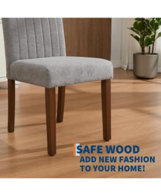 Parsons Button Tufted Dining Chairs, Set of 6 – Upholstered Fabric with Wood Legs