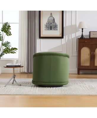Velvet Swivel Accent Chair, 360-Degree Comfy Pumpkin-Shaped Chair