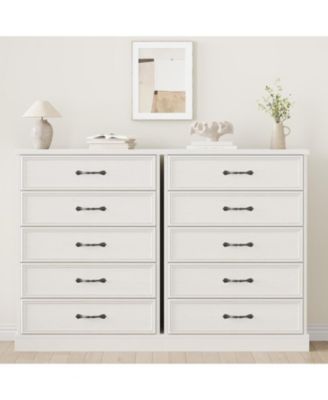 5 Drawer Tall Dresser, 43" Wooden Storage Chest for Bedroom, Nursery, Entryway