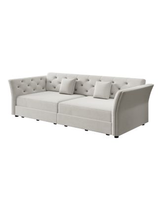 Sofa Bed with Handmade Fabric Flower Design.