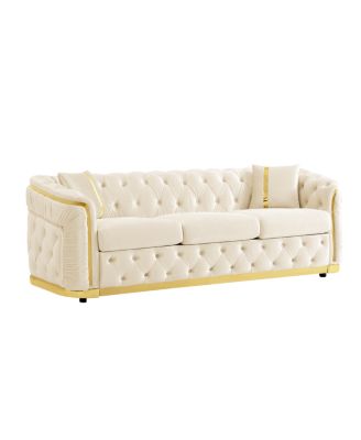 84.6" 3 Seater Mid Century Modern Chesterfield Sofa