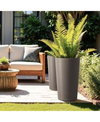  2 Pack 21.7" Tall Square Planters for Indoor/Outdoor Plants