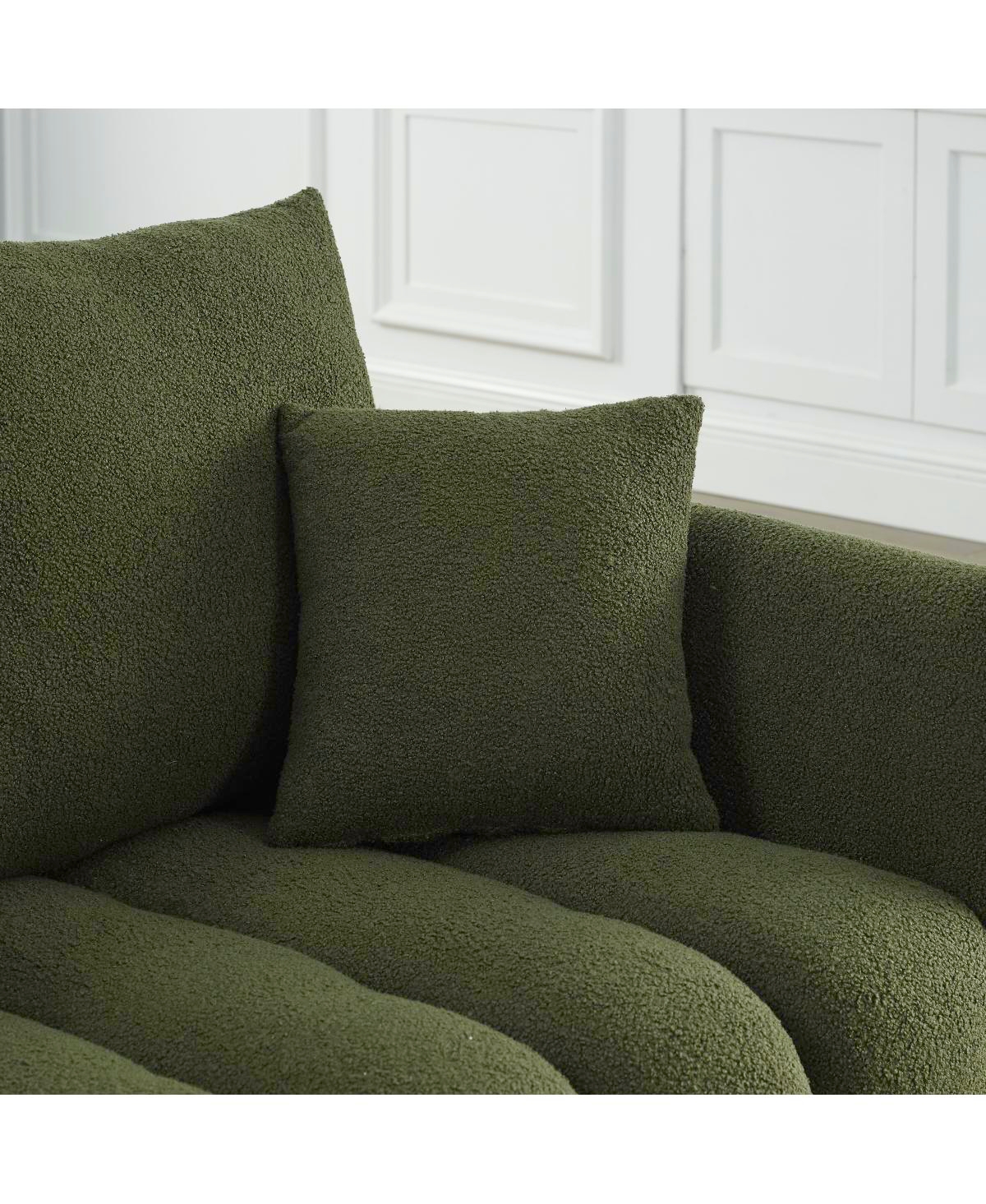 Streamdale Furniture Teddy Fabric Sofa with 3 Pillows & Cushions, Solid Wood Frame