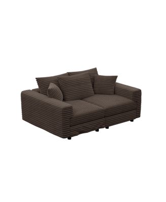 82.7" Plush Corduroy 3-Seat Sofa with Movable Ottoman
