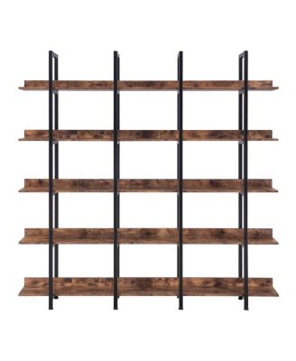 5 Tier Vintage Industrial Bookcase with Metal Frame & MDF Board