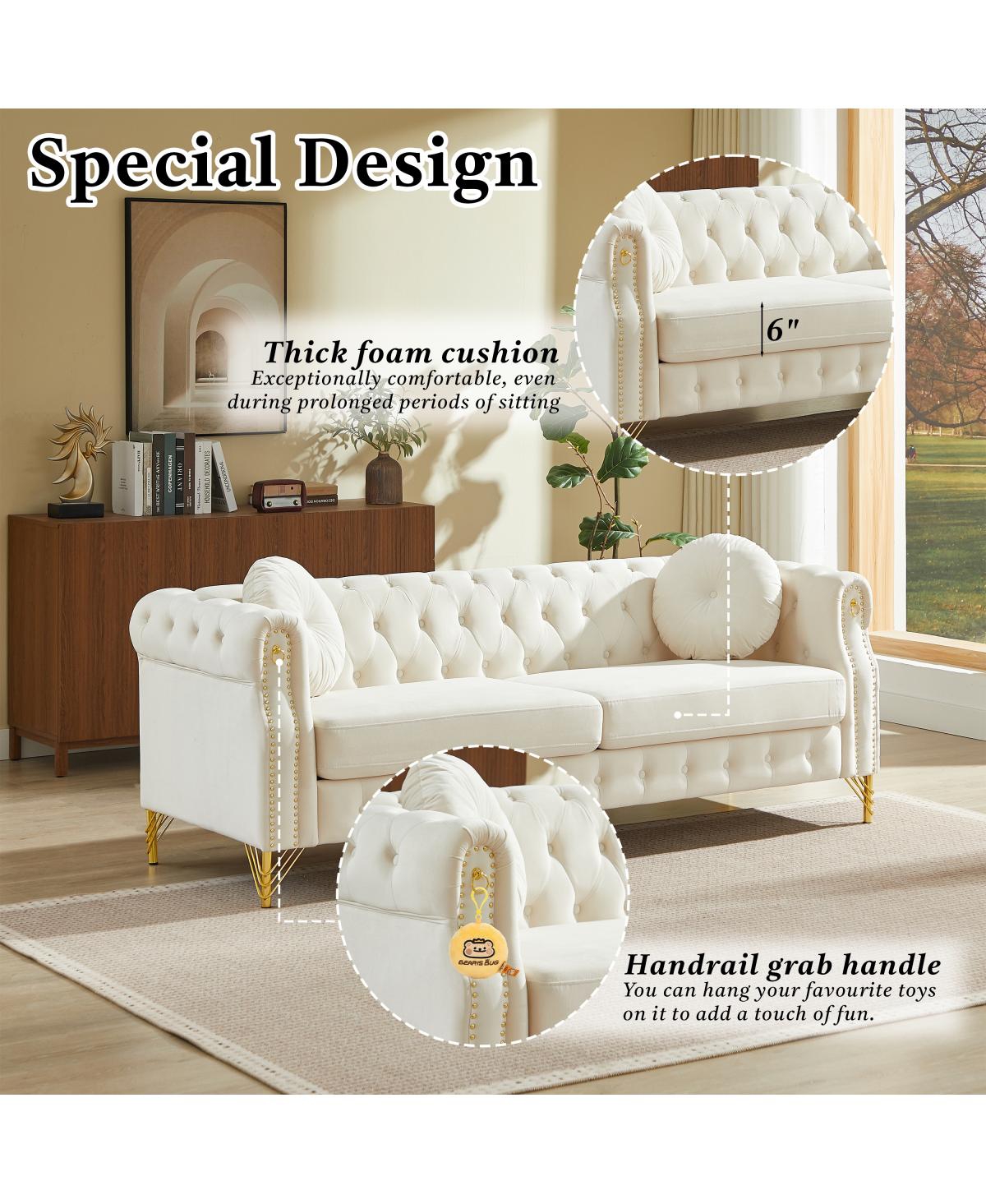 Streamdale Furniture Velvet Fabric Customizable Armrest Sofa