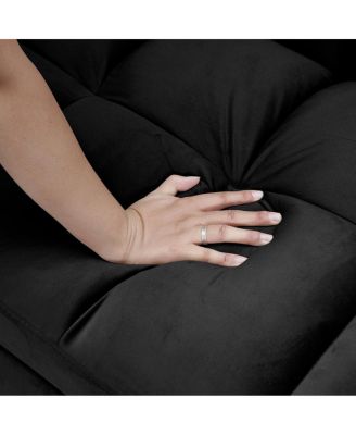 65-inch 3-in-1 foldable velvet sofa bed with adjustable back and pillows