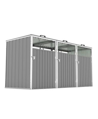 Garbage Bin Shed for 3 Cans, Lockable, Waterproof