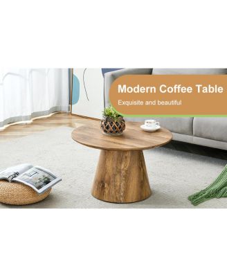 Natural Wood Grain MDF Round Coffee Table