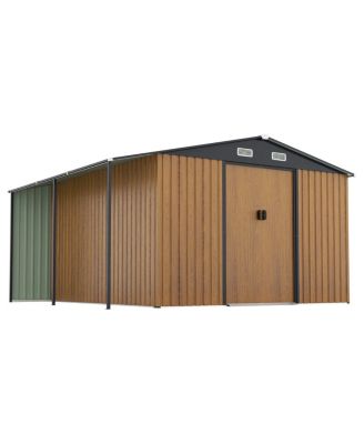 Dual-Zone Garden Shed with Sliding Doors and Ramp