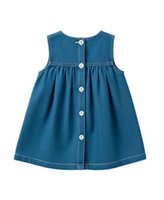 Baby Girls' Denim Jumper Dress & Bodysuit with Hairclip and Band, 2-Piece Set