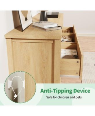 7 Drawer Dresser for Bedroom Wooden Chest of Drawers Fluted TV Stand Storage Organizer for Living Room Hallway and Entryway