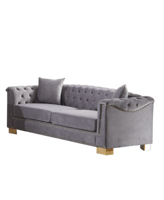 Classic Modern 84-inch Chesterfield Velvet Sofa with Rolled Arms.