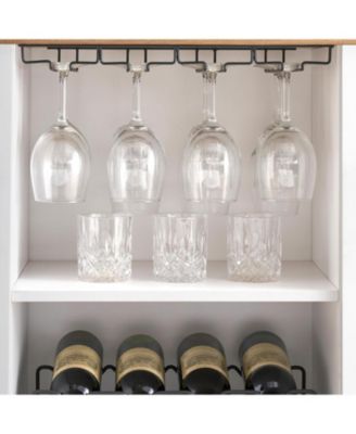 Wine Bar Cabinet with LED Light and Detachable Rack Wine Cabinet with Mesh Door Liquor Cabinet with Glass Holder Coffee Bar for Liquor