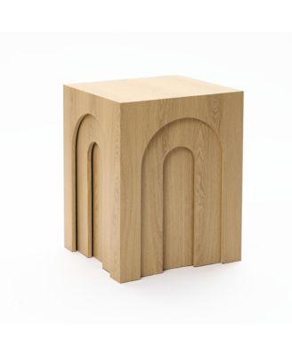 Set of Three Oak Finish Nesting Side Tables, Durable Manufactured Wood for Living Room