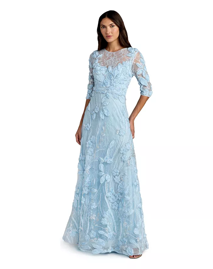 Women's High Neck Embellished Lace Gown