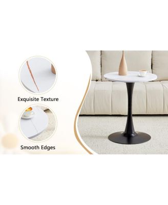 Round Dining Table, 23.6" Tulip Bistro Table with Metal Pedestal