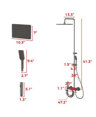 3-Spray Shower Faucet 2.5 GPM with Piano Button Diverter, Hand Shower and LED Temperature Display