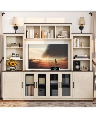  Wall Unit Entertainment Center with Charging Station & USB