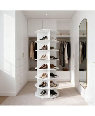 7 Tier Rotating Shoe Rack Tower, Spinning Shoe Display